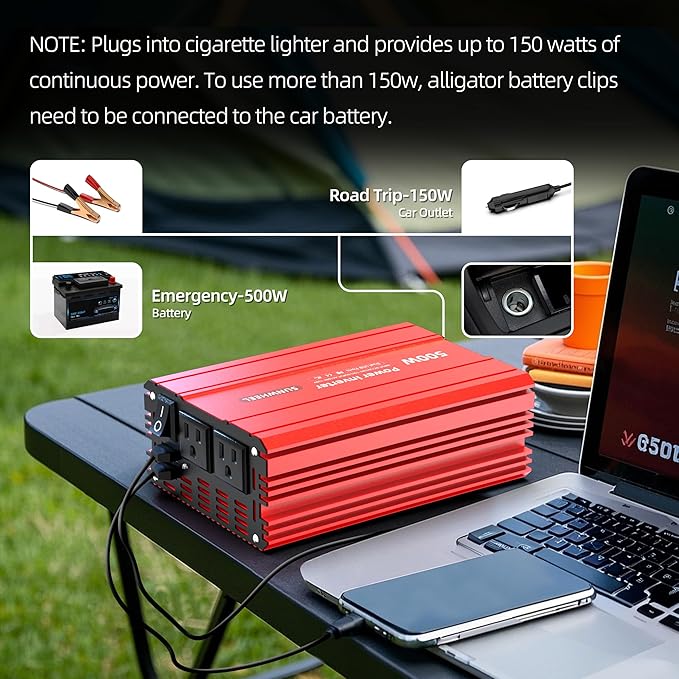 SUNWHEEL 500W Power Inverter DC 12V to 110V AC Car Inverter - Image 7