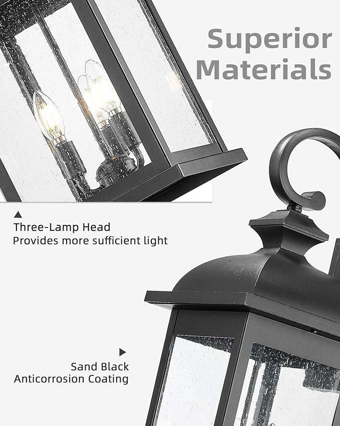 FEMILA 26" Outdoor Wall Light, Large Exterior Wall Light Fixtures, 3 Light - Image 2