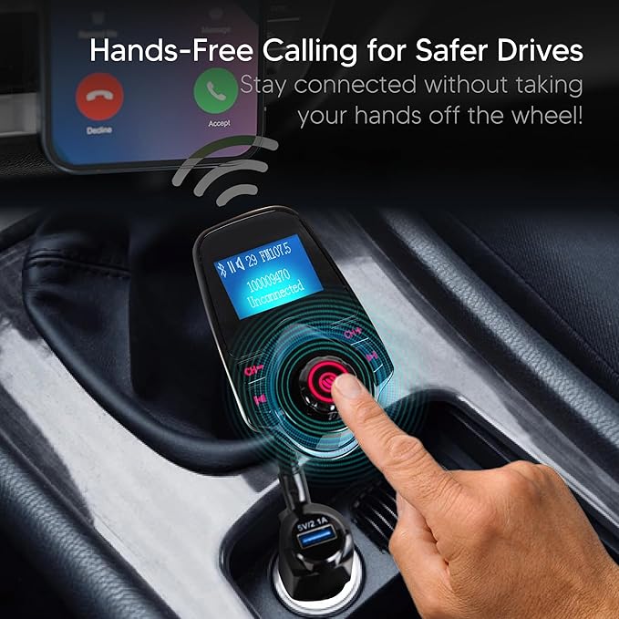 ONN Upgraded 2025 Car Bluetooth FM Transmitter – 1.44" Display, Flexible - Image 5