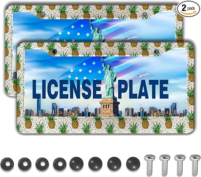 Car License Plate Frame Black Yellow License Plate Frames Yellow Pineapple by Unknown
