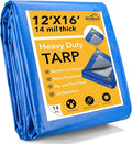 Tarp 12x16 Feet 14 Mil Heavy Duty Waterproof Tarp, Large Multipurpose Cover by Winpull