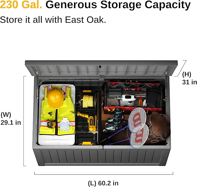 EAST OAK Outdoor Storage Box, 230 Gallon Deck Box, Waterproof, UV-Resistant - Image 6