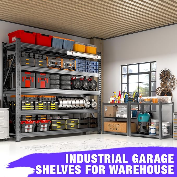 Metal Garage Shelving Heavy Duty, 5-Tier Adjustable Wire Storage Garage Shelves - Image 8