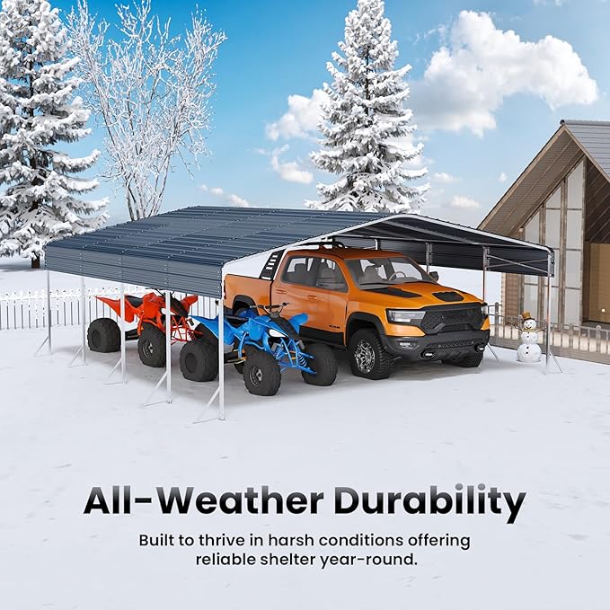 20x20 Carport, Heavy Duty Metal Car Port, All-Weather Protection, Easy Assembly - Image 5