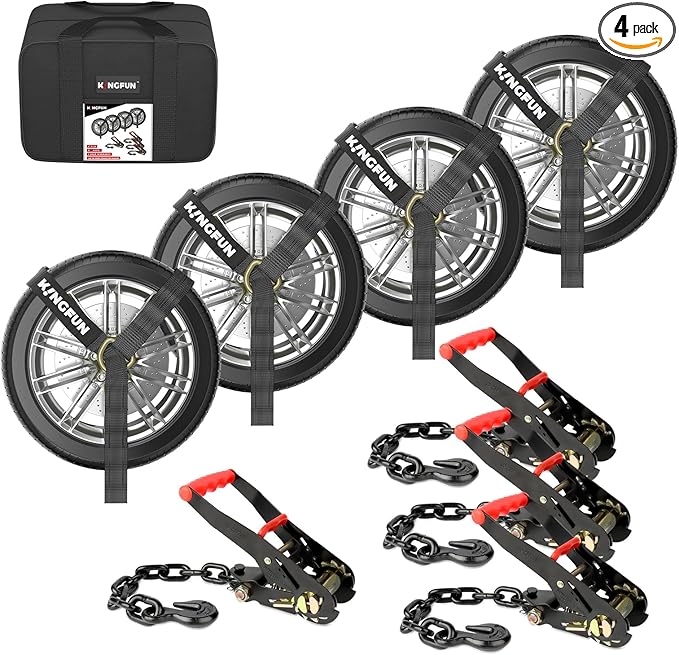 Kingfun Car Tie Down Straps for Trailers 4 Pack Lasso Straps by Kingfun