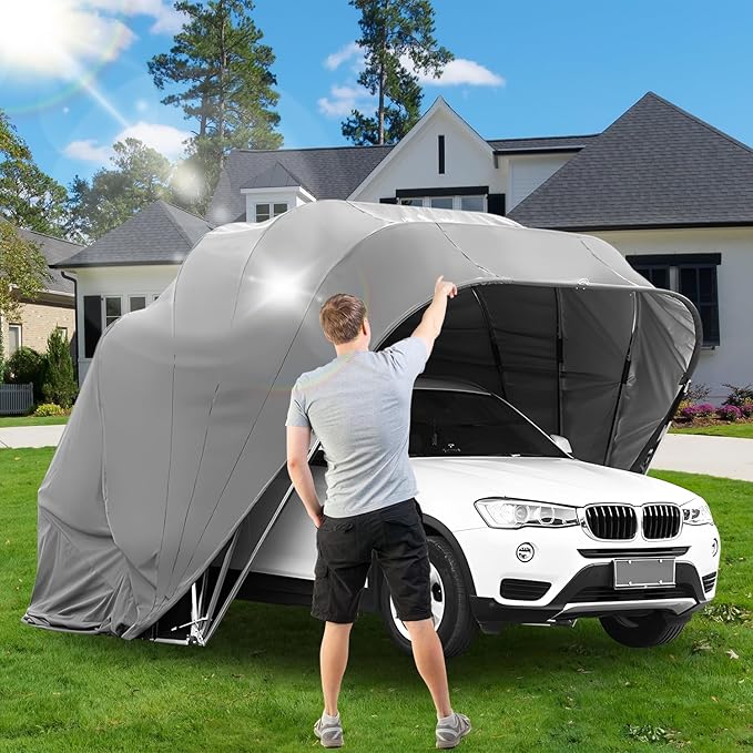 Stainless Steel Carport, Foldable Retractable Garage, Heavy Duty Mobile Carport by WTTTTW
