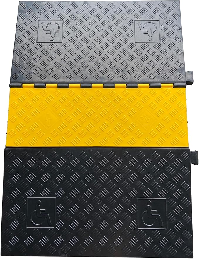 Rubber Cable Ramp 5 Channel Drive Over Hose Cable Protector Outdoor 22000Lbs - Image 6