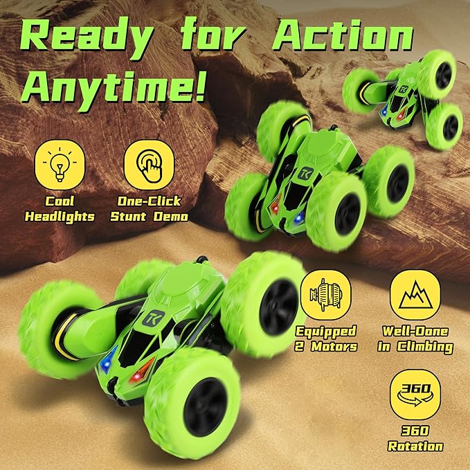 Threeking RC Stunt Cars Remote Control Car Double-Sided Driving 360-degree - Image 2