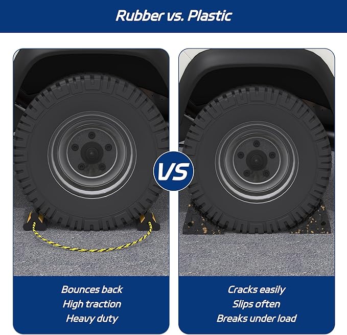 Heavy Duty Rubber Wheel Chock, Non-Slip Tire Stopper - Image 6