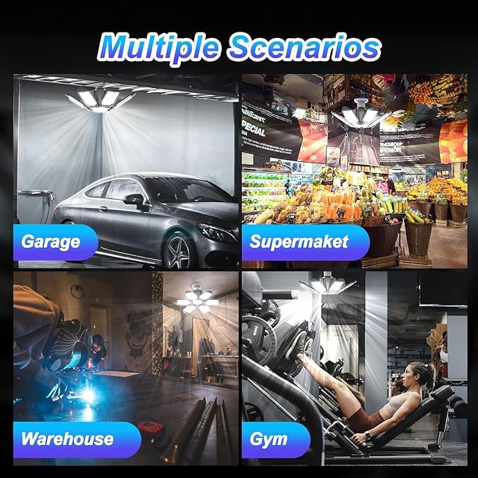 4 Pack LED Garage Lights, 220W Super Bright Ceiling Led Shop Lights, Deformable - Image 5