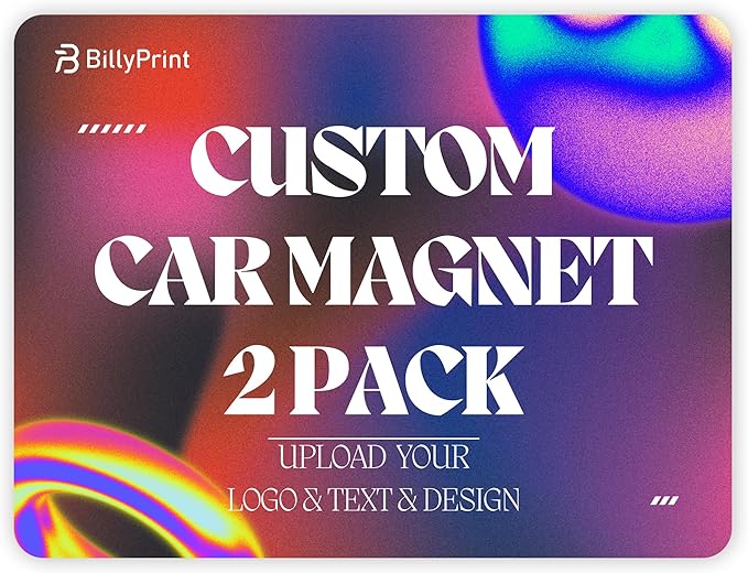Custom Car Magnet for Business 2-Pack Vivid Printing Reflective Fade-Resistant by BillyPrint