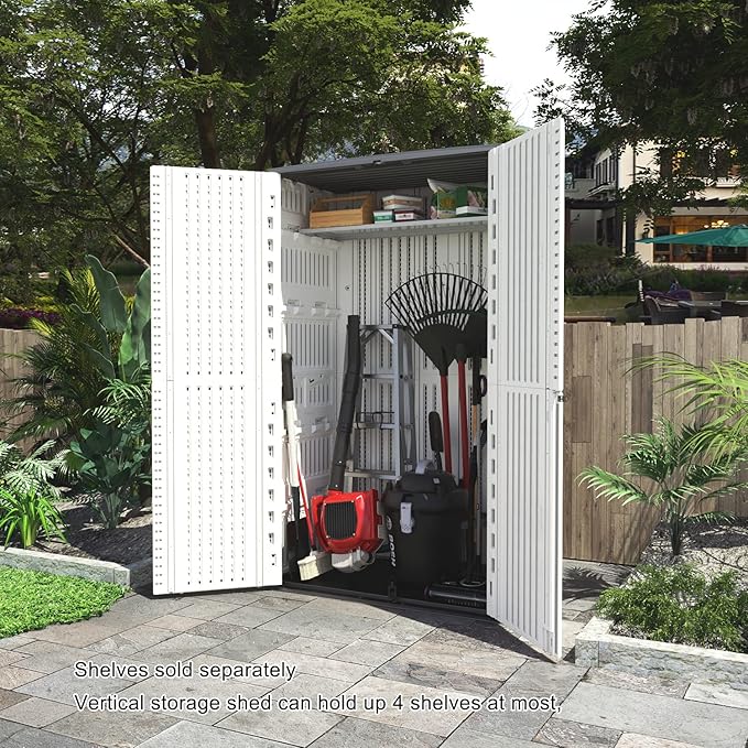 Kinying Outdoor Storage Cabinet, Vertical Storage Shed Perfect to Store Patio - Image 8