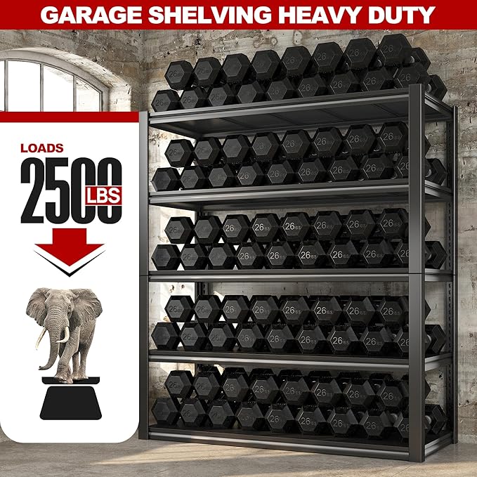 REIBII 48" W Garage Shelving 2500LBS Storage Shelves Adjustable Metal Shelving - Image 4