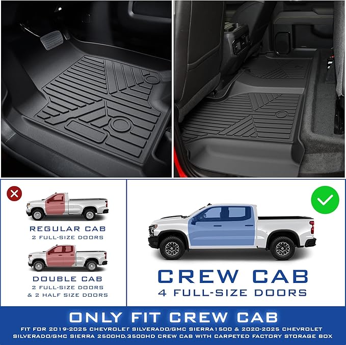 Floor Mats for 2019-2024 2025 Chevy Silverado 1500/GMC Sierra 1500 & 2020-2025 - Image 3