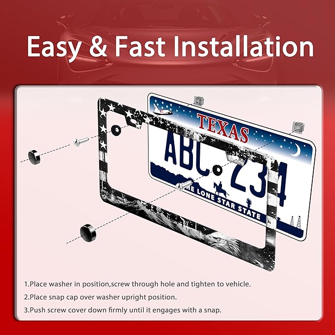 American Flag Eagle Mountains License Plate Frame Funny License Plate Holder - Image 3