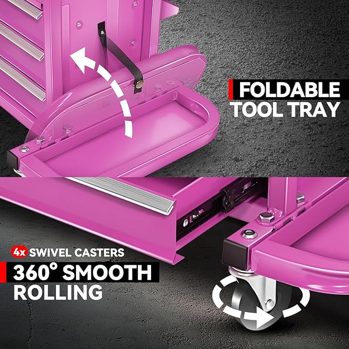Auto Dynasty 3-Drawer Mechanic Rolling Seat, 350 LBS Capacity Roller Garage - Image 4