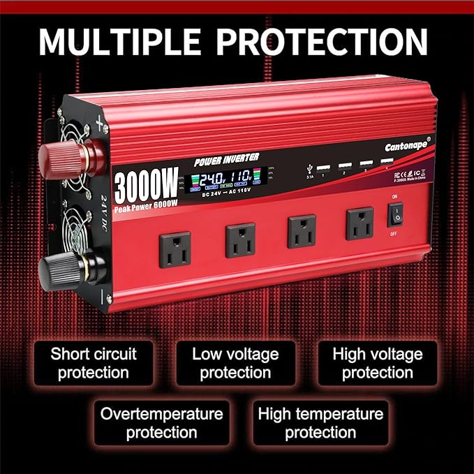 3000W Power Inverter 24V to 110V/120V DC to AC - Image 6