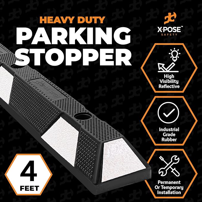 Xpose Safety 48" Heavy Duty Rubber Parking Stopper – 2 Pack Wheel Blocks - Image 2