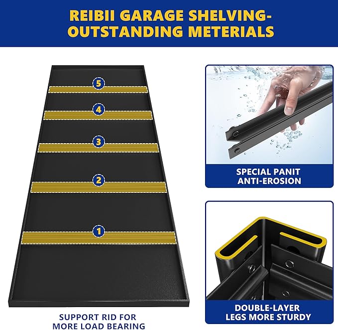 REIBII Garage Shelving 48.2" W Storage Shelves 3000LBS Metal Shelving Heavy - Image 9