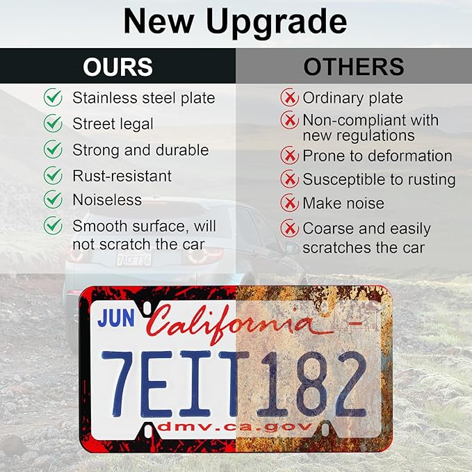 LivTee Black License Plate Frames, 4 Holes Stainless Steel License Plate Covers - Image 6