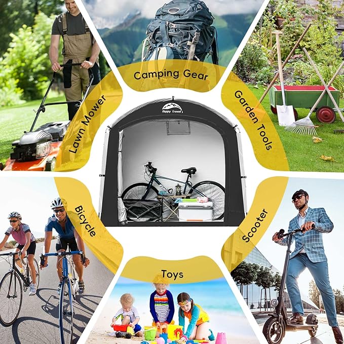 Happy Travel Bike Storage Shed Tent, Outdoor Portable Bicycle Storage Sheds - Image 8