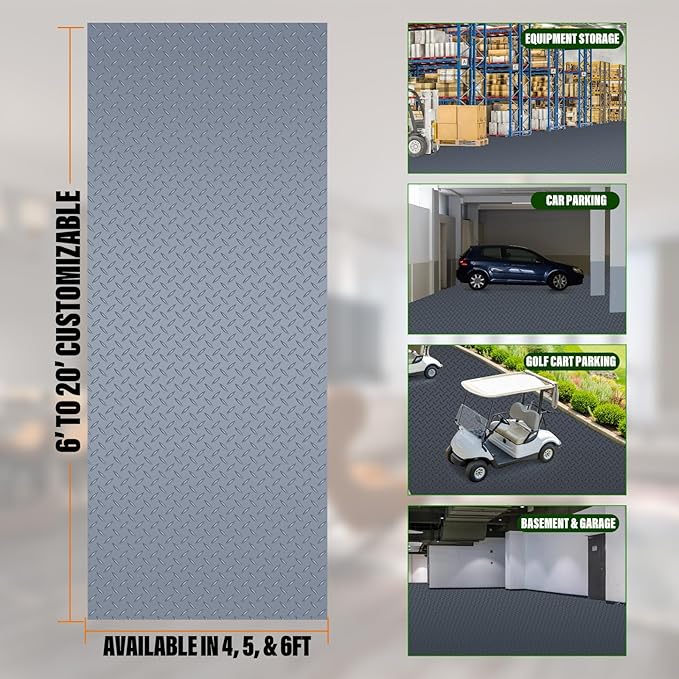 SEAL 6 x 8 Ft Premium Garage Floor Mat, Solid 2.8mm Thick Gray Commercial Grade - Image 2