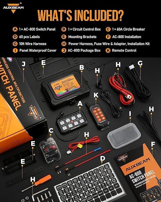 Auxbeam 8 Gang Switch Panel Bluetooth RGB AC-800 - Image 5