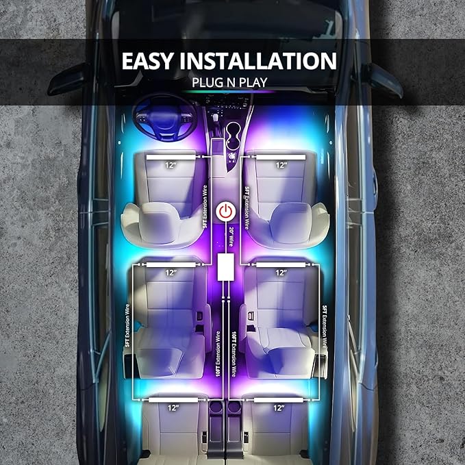 OPT7 Aura DreamColor RGB-IC Car Interior Ambient Light, Color Chasing Light Kit - Image 4