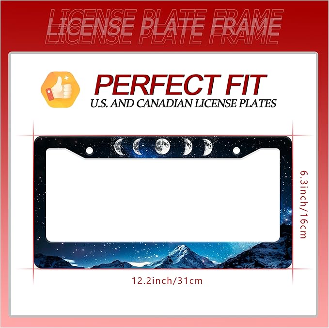 Personalized License Plate Frame Moon Phase Mountains Stainless Steel Accessory - Image 2