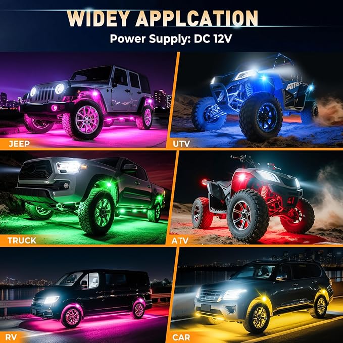 LED Rock Lights for Trucks 4 pods, RGB Rock Lights for UTV - Image 5