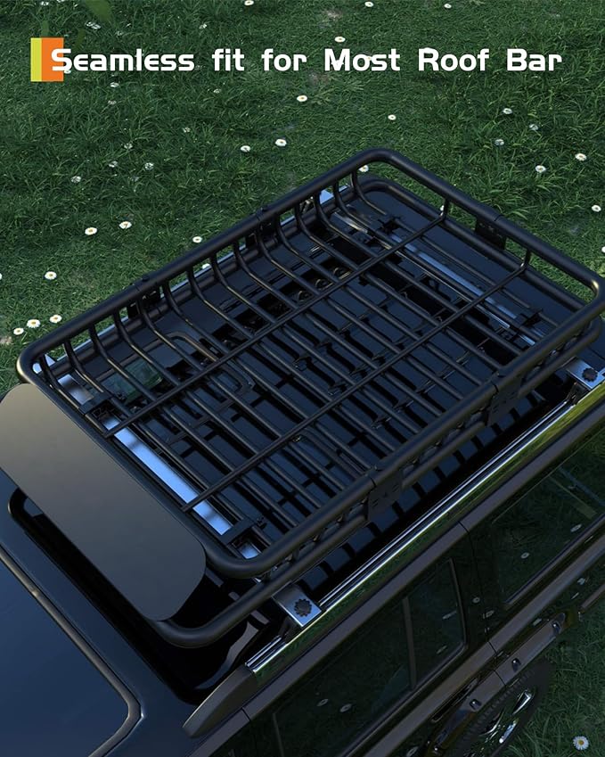 64" x 39" Universal Roof Rack Carrier Basket, 200 Lbs Capacity Car Cargo Rack - Image 7