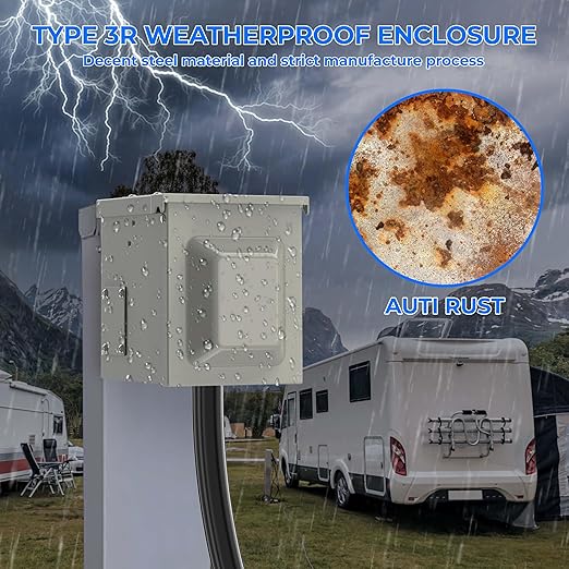 50 Amp RV Power Outlet Box, NEMA 14-50R 125/250 Volt RV Outdoor Electrical - Image 2