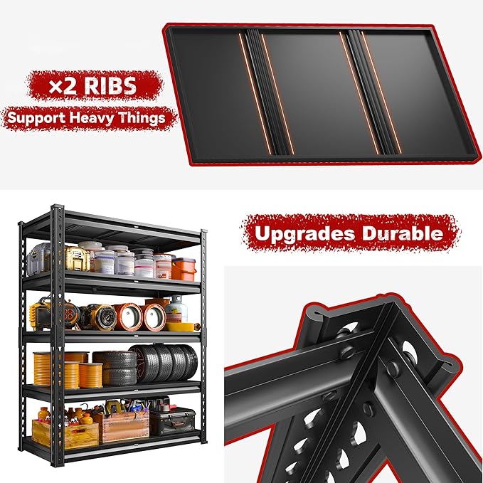 REIBII 72.1" H Garage Shelving 2000LBS Storage Shelves Heavy Duty Metal - Image 5