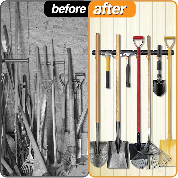 3-H 12×16" All Metal Garden Tool Organizer Wall Mount, Broom Holder Wall Mount - Image 8