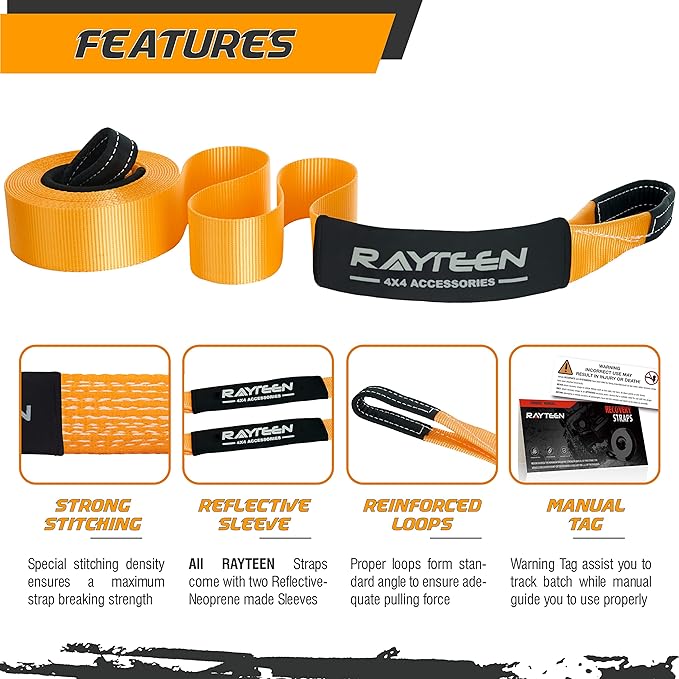 Genuine 33, 000lb Xtreme Heavy Duty Recovery Tow Strap | 20ft x 4in Vehicle Tow - Image 3