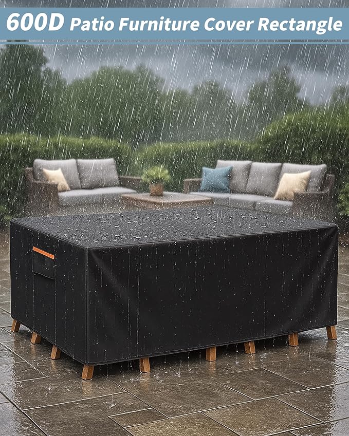 Outdoor Waterproof Furniture Cover, 64W x 52L x 28H inches Heavy Duty 600D - Image 2