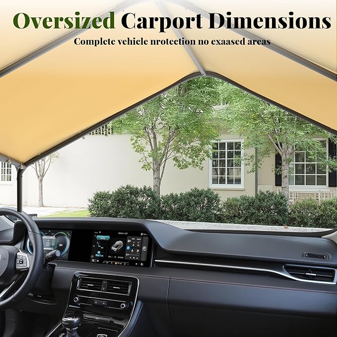 Carport, 10‘ x 20’ Heavy Duty Portable Garage All-Season Car Canopy w/Removable - Image 7