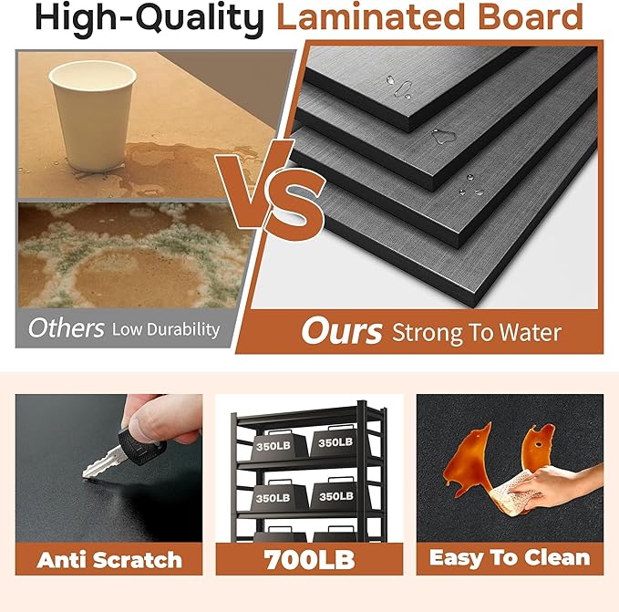72" H Garage Shelving 5 Tier Shelving Unit, 3500Lbs Adjustable Metal Garage - Image 3