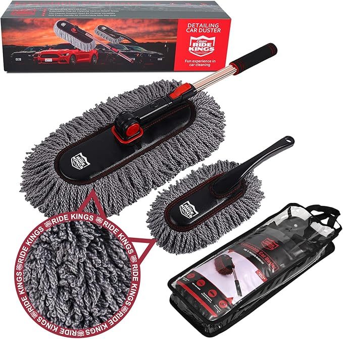Car Duster Set, Car Duster Exterior Extendable Handle, Scratch Remover Large by RIDEKINGS