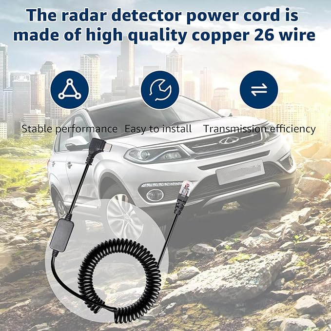 Radar Detector Cable with USB-C to RJ11 Plug Cord, 9.84Ft USB-C 5V-12V RJ11 - Image 5