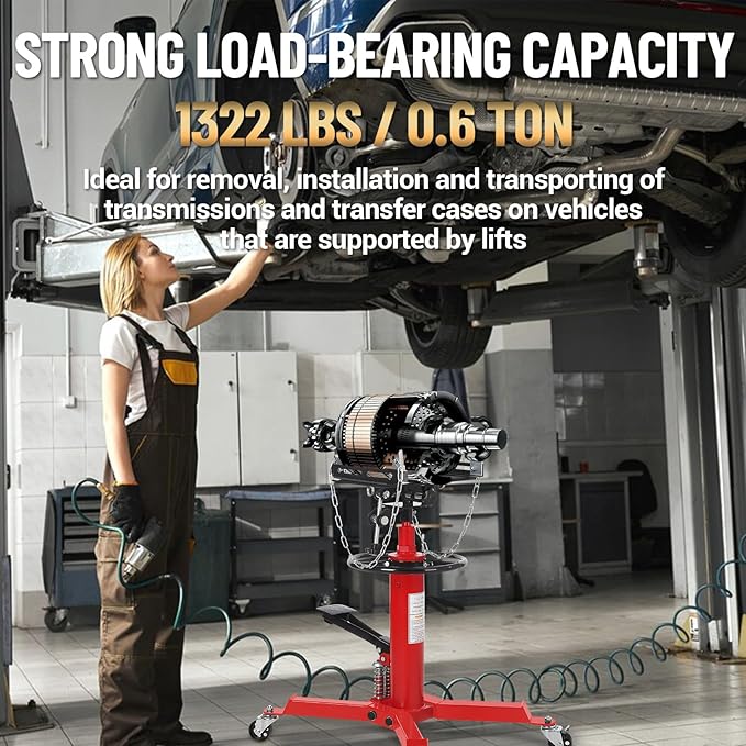 Dual Plunger Hydraulic Transmission Jack 1322lbs Capacity, 33.5"-69" High Lift - Image 4