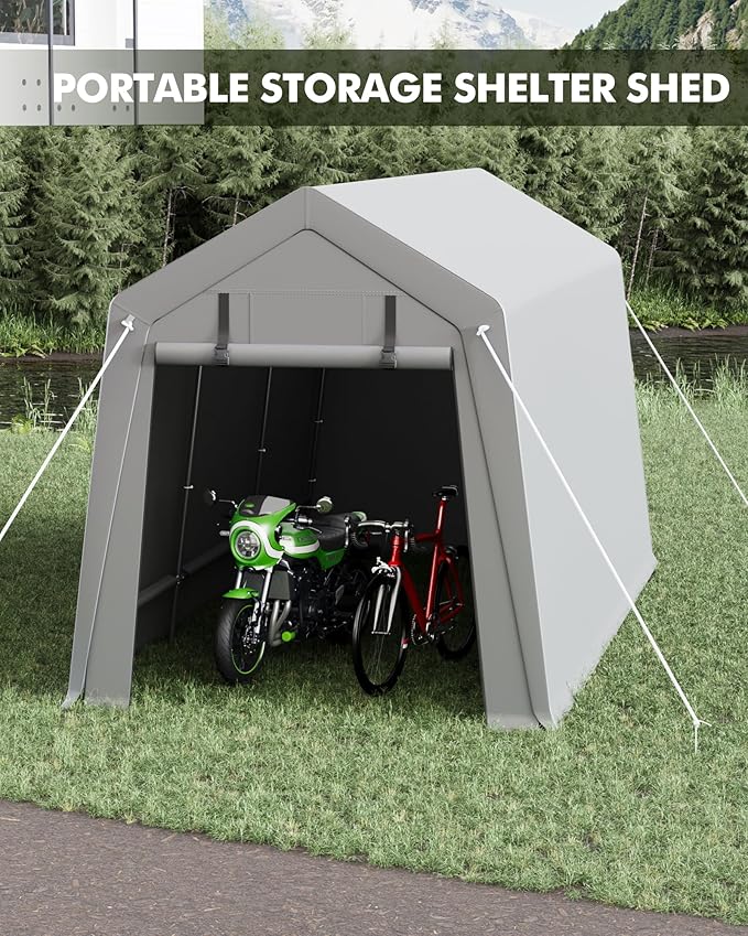 TrailBlaze 7x12ft Outdoor Portable Storage Shelter Shed, Carport Storage Shed - Image 5