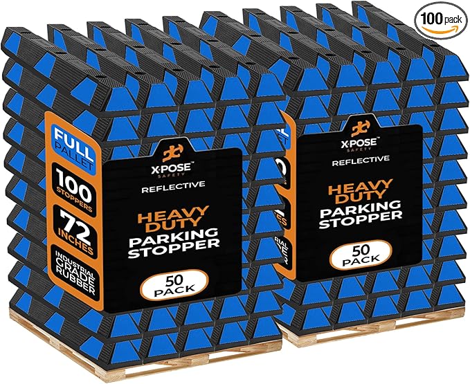 Xpose Safety 72" Heavy Duty Rubber Parking Stopper – Bulk 2 Full Pallets 100 by XposeSafety