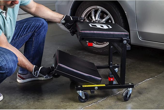 Powerbuilt 2-in-1 Rolling Creeper Seat Converts from High to Low Roller Seat - Image 6