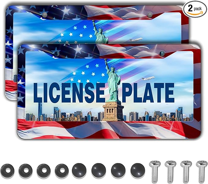 License Plate Frames for Men Multicolor Car Plate Frame for Women American Flag by Unknown