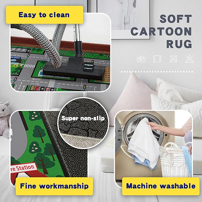 Fun Car Play Area Carpet Car Mat 59"x39" Play Rug - Image 6