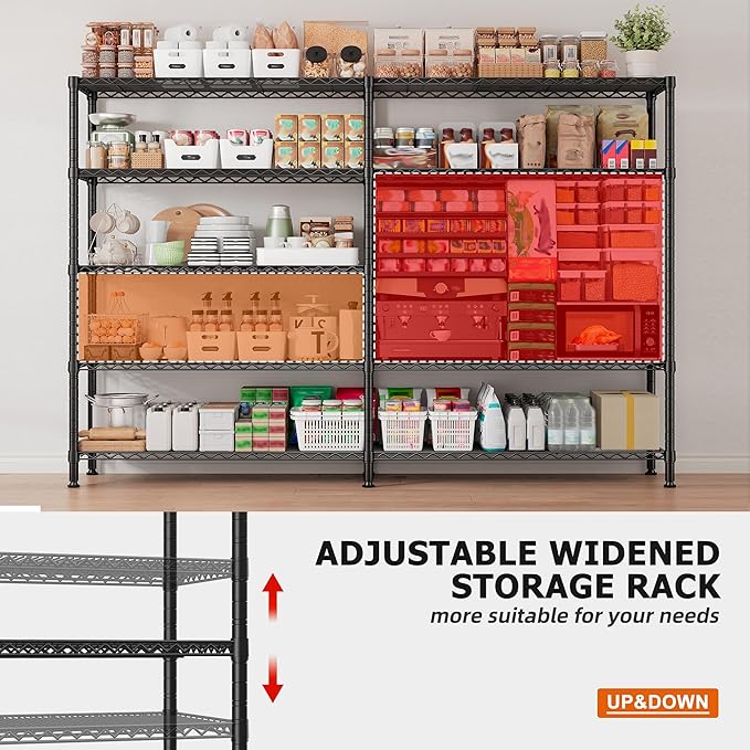 REIBII 1600LBS Storage Shelves Metal Shelving 5 Tier Wire Shelving Unit - Image 7