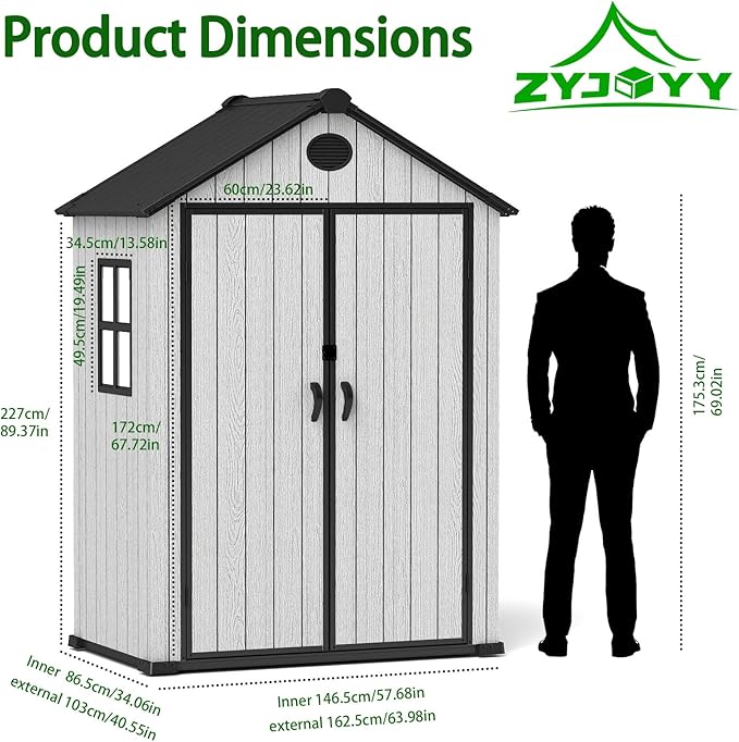 6 x 4 FT Shed Resin Outdoor Storage shed, 230 cuft Plastic Shed - Image 2
