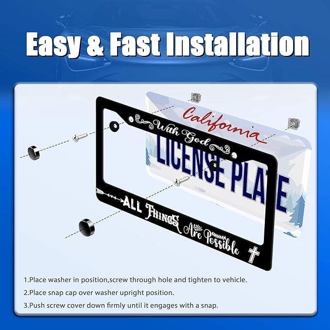 with God All Things are Possible License Plate Frame Christian License Plate - Image 3