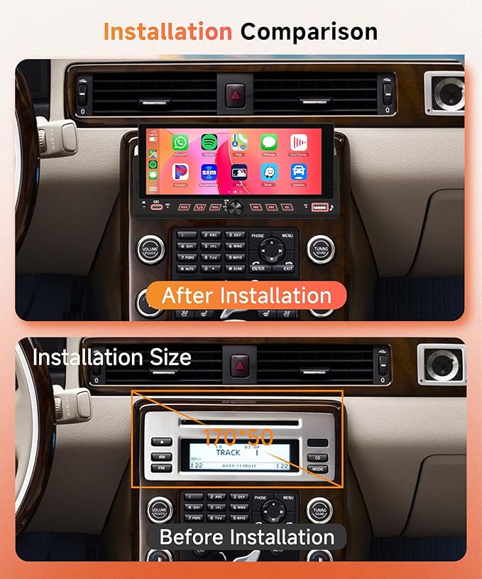 Car Stereo Single Din Wireless Carplay 6.86 inch Touch Screen Android Auto - Image 2